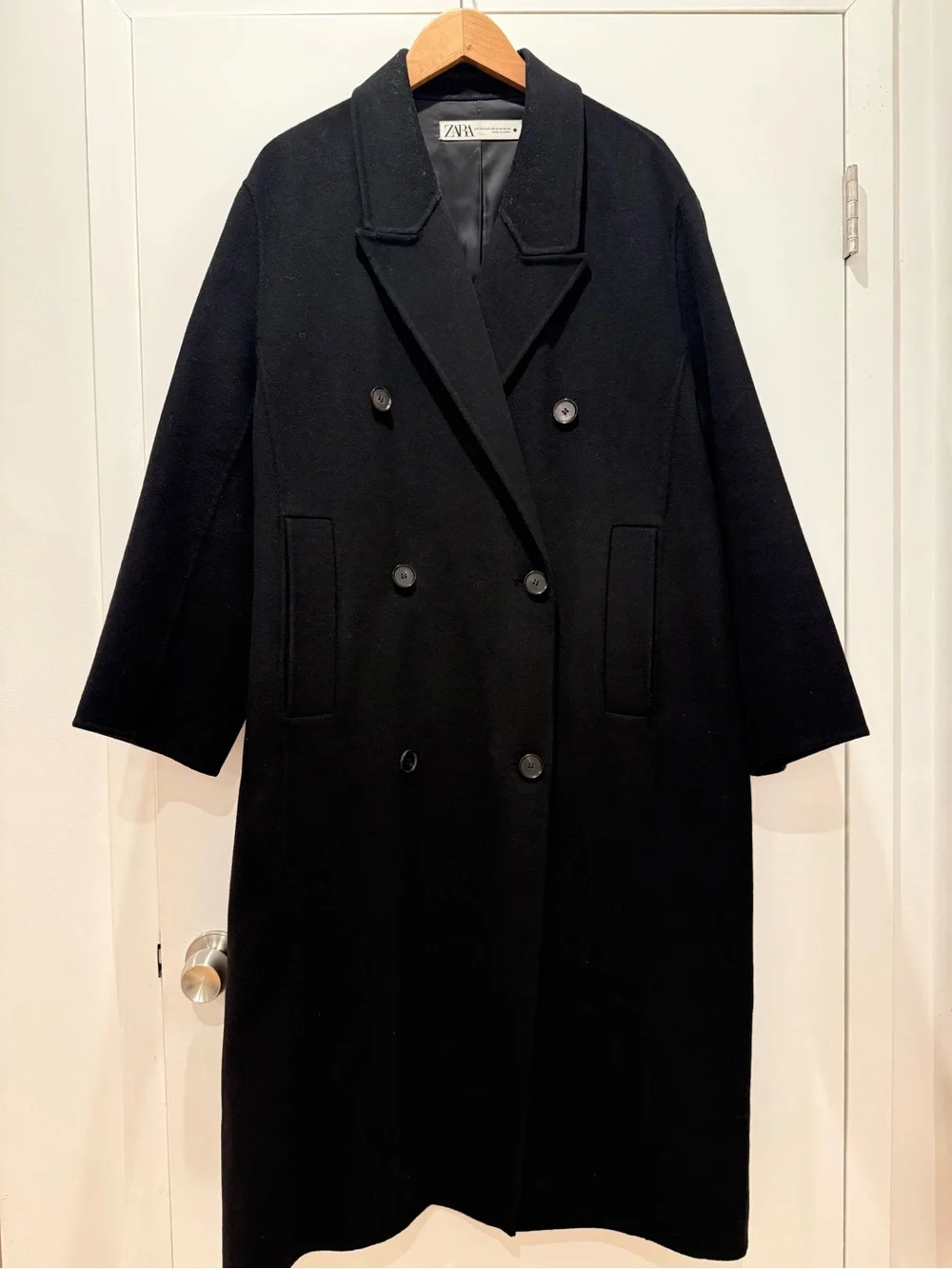 Zara Double-Breasted Oversized Wool Coat Frankie Shop Aritzia Mango COS Quince - Picture 6 of 10